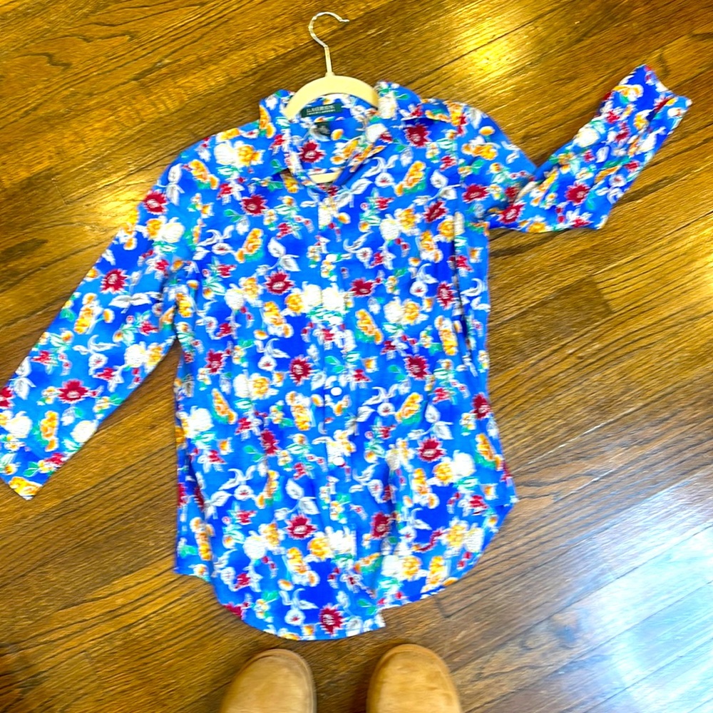 Lauren by Ralph Lauren button up collared bright shirt